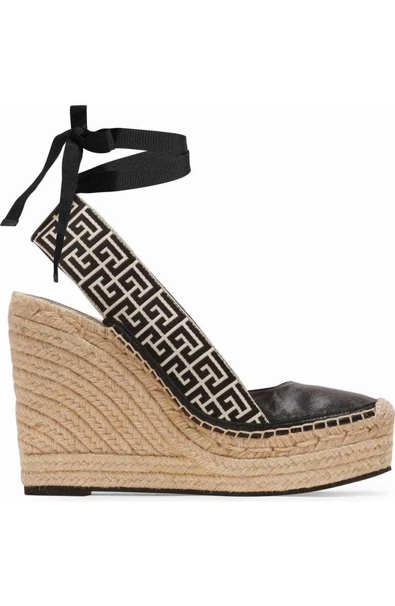 Balmain Alex Monogram Jacquard And Leather Espadrilles, Main, color,
