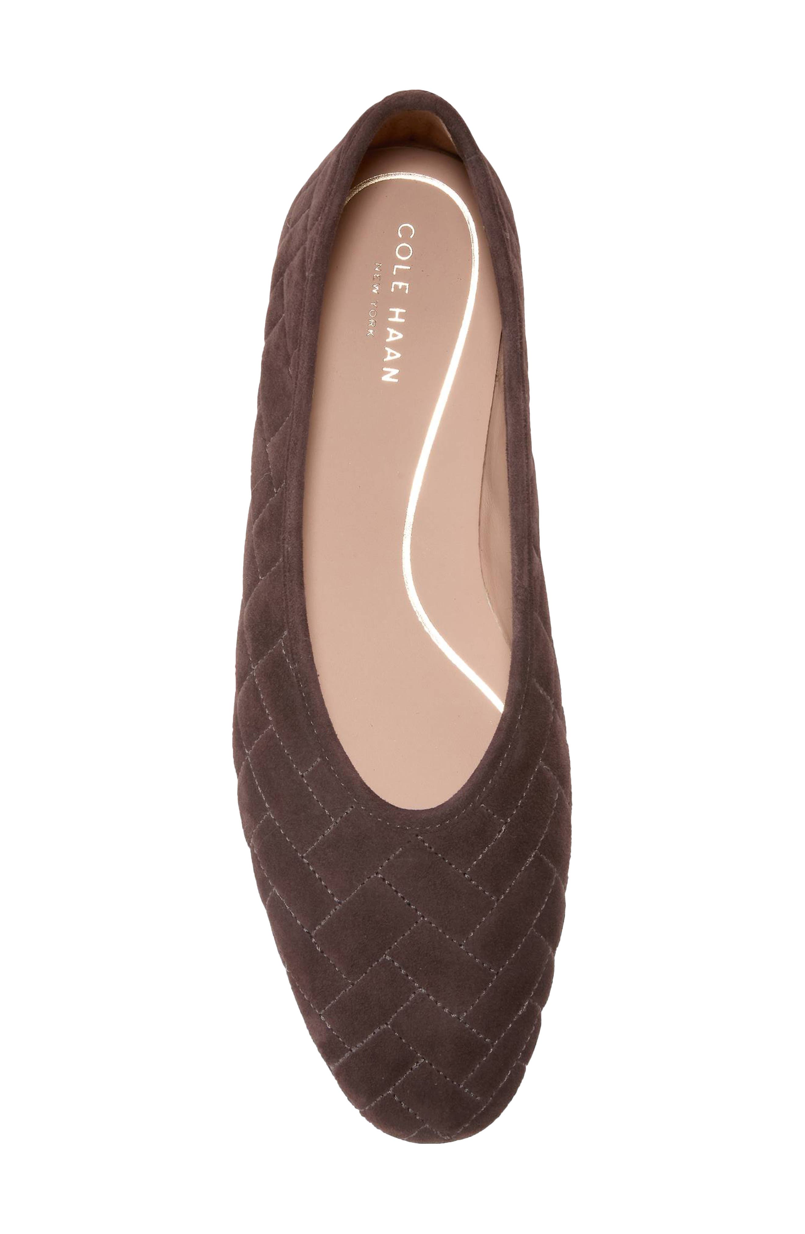 Jasleen Quilted Ballet Flat, Alternate, color, DARK CHOCOLATE QUILTED SUEDE