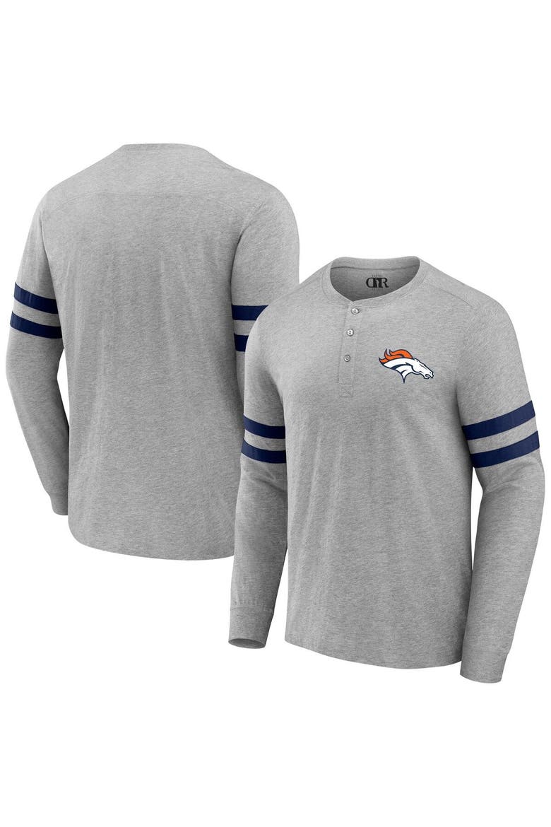 Men's NFL x Darius Rucker Collection by Fanatics Heather Gray Denver Broncos Henley Long Sleeve T-Shirt, Main, color, Heather Gray