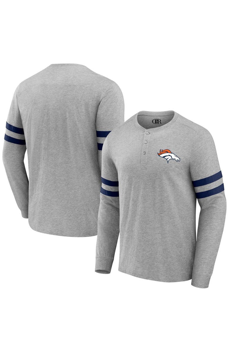 NFL X DARIUS RUCKER Men's NFL x Darius Rucker Collection by Fanatics Heather Gray Denver Broncos Henley Long Sleeve T-Shirt, Main, color, 