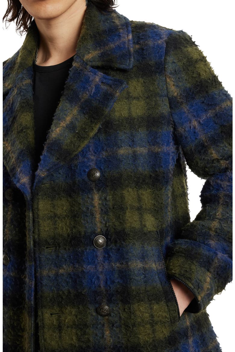 Carlos Plaid Wool Blend Peacoat, Alternate, color, FERN