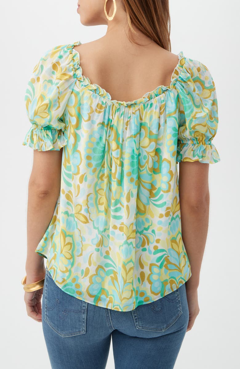 Trina Turk Sophia 2 Ruffled Top, Alternate, color, Clearwater Multi