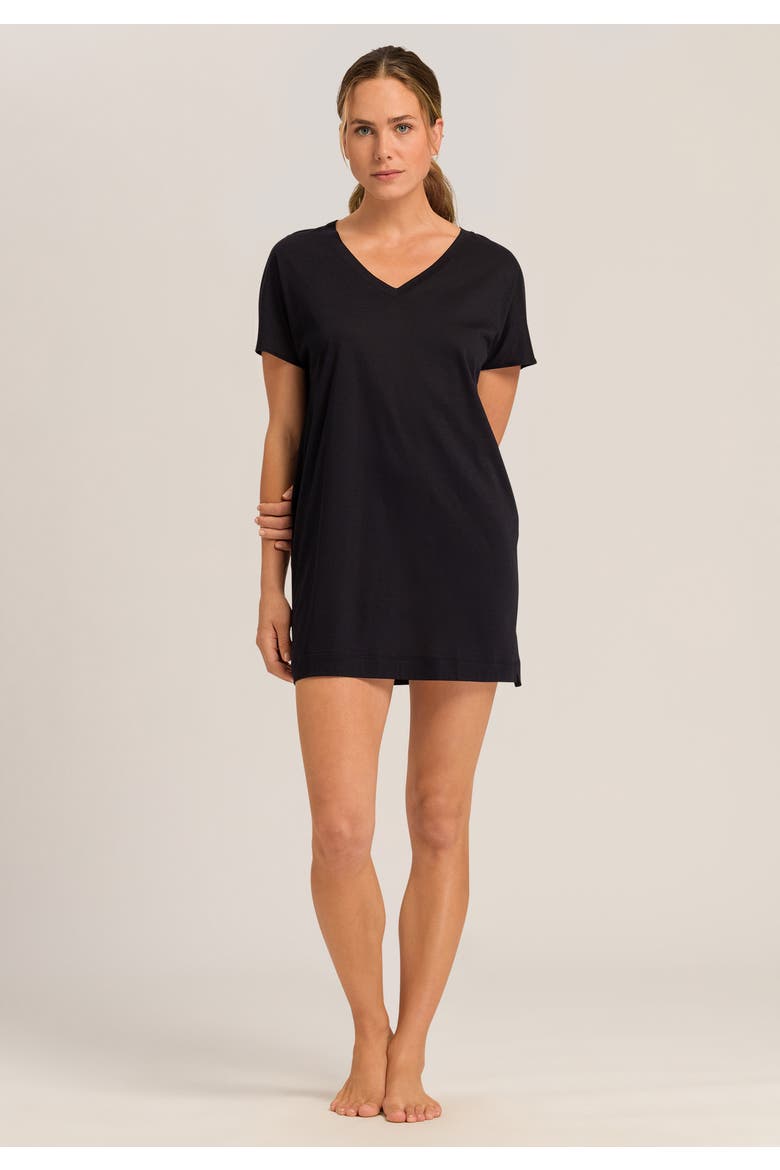 Laura Cotton Blend V-Neck Bigshirt, Alternate, color, Black