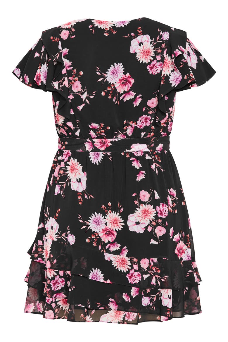 Serene Floral Tie Waist Minidress, Alternate, color, BLACK BLOOM