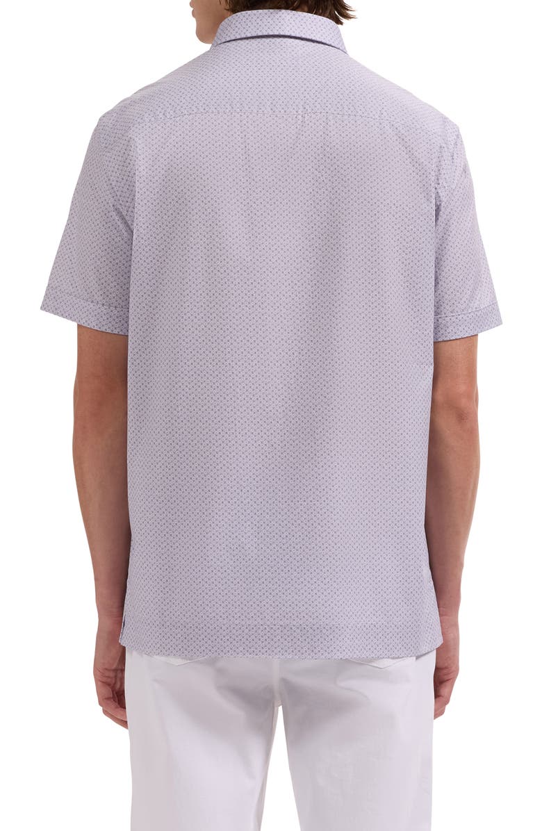 Bugatchi Vero Shaped Fit Floral Short Sleeve Button-Up Shirt, Alternate, color, Lilac