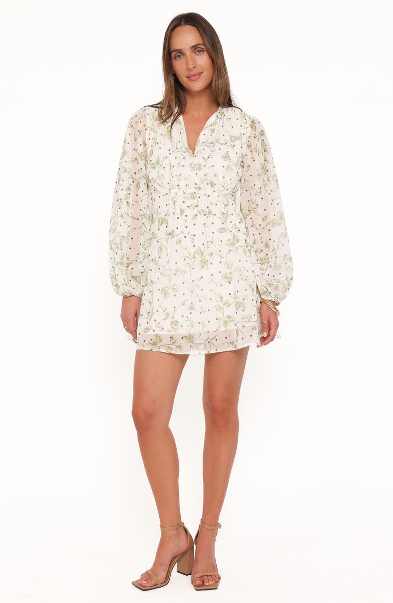 Petal & Pup Aimee Print Long Sleeve Minidress, Alternate, color, Green Leaf