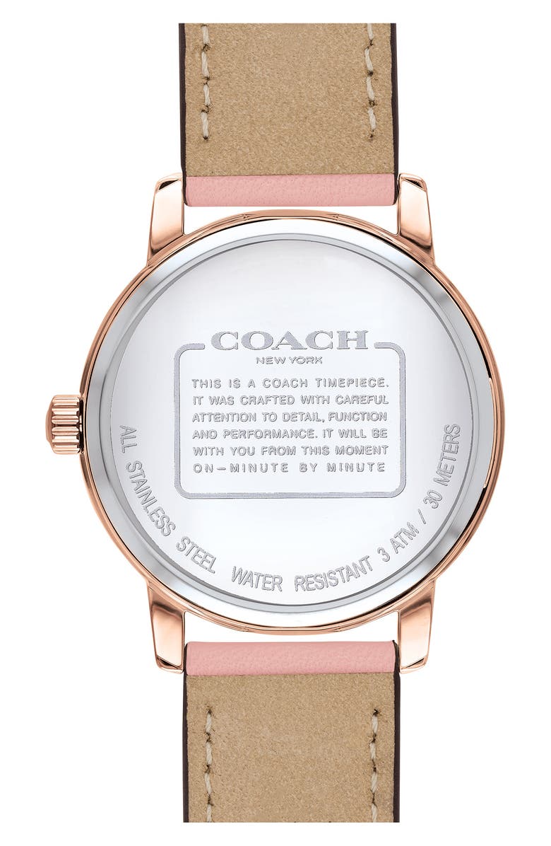 COACH Grand Leather Strap Watch, 36mm, Alternate, color, Multi