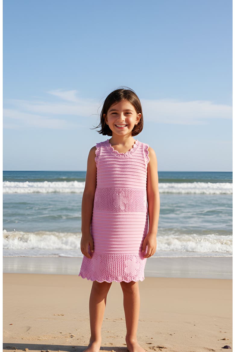 Floral Crochet Swim Coverup, Alternate, color, Rose
