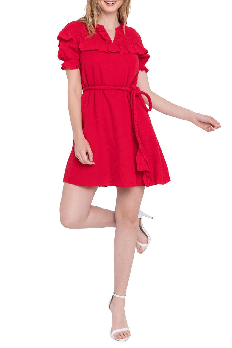 Ruffle Dress, Main, color, RED