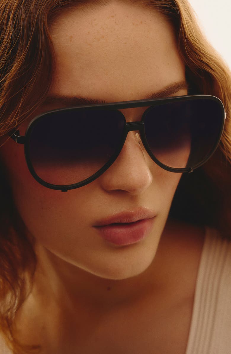 QUAY High Profile 51mm Gradient Aviator Sunglasses, Alternate, color, Matte Black/ Black Fade