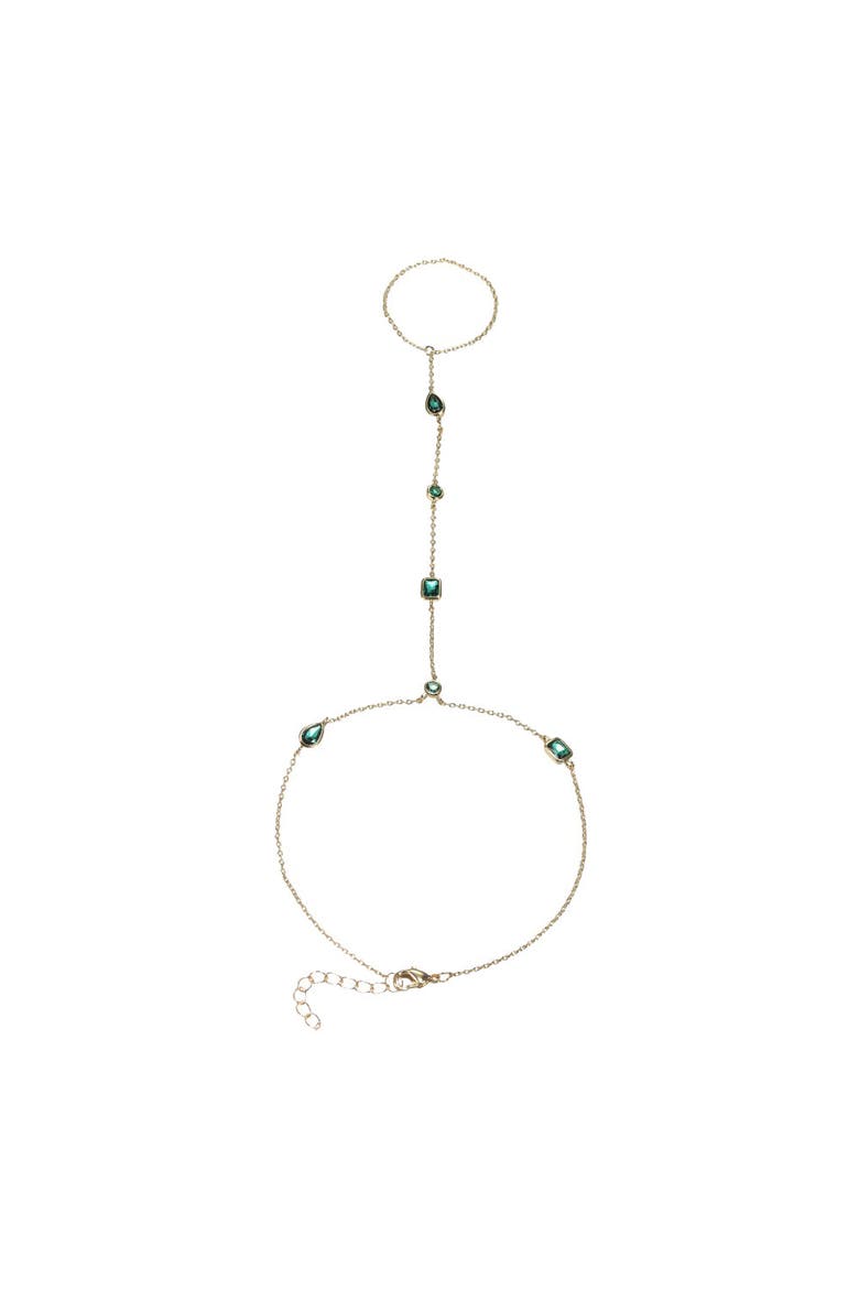 Emerald Green CZ Multishape Hand Chain, Main, color, Emerald Green