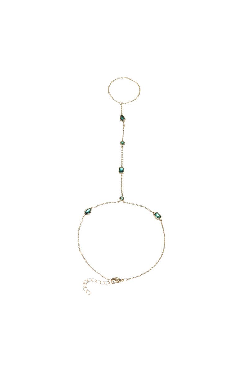 BY ADINA EDEN Emerald Green CZ Multishape Hand Chain, Main, color, Emerald Green