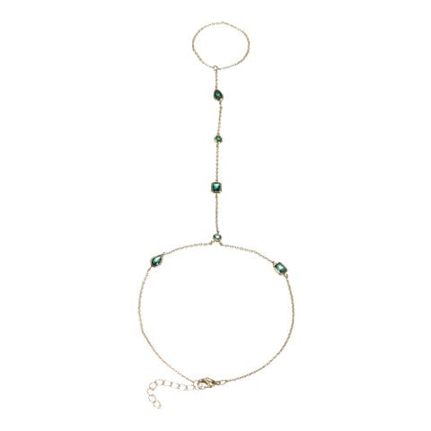 Emerald Green CZ Multishape Hand Chain