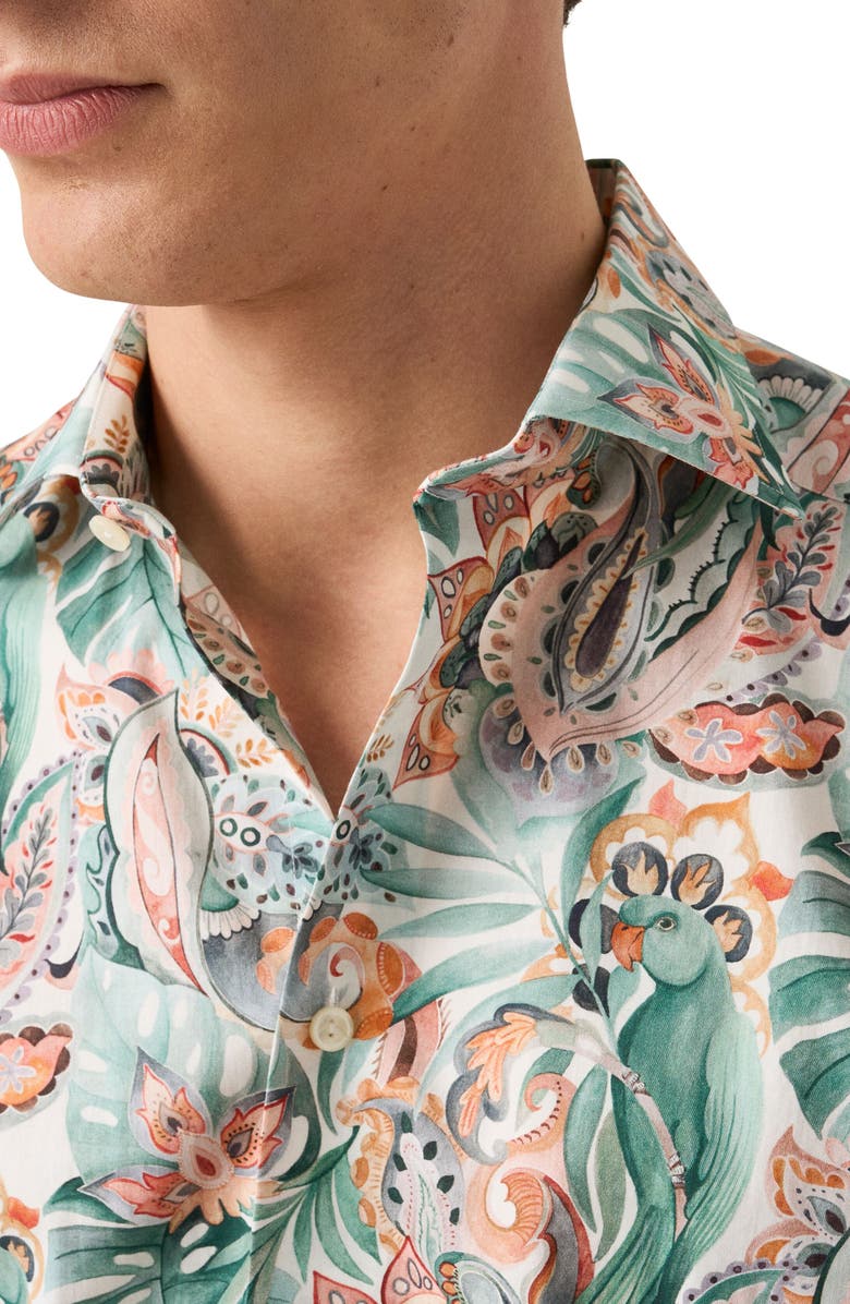 Eton Slim Fit Floral Cotton Twill Dress Shirt, Alternate, color, 