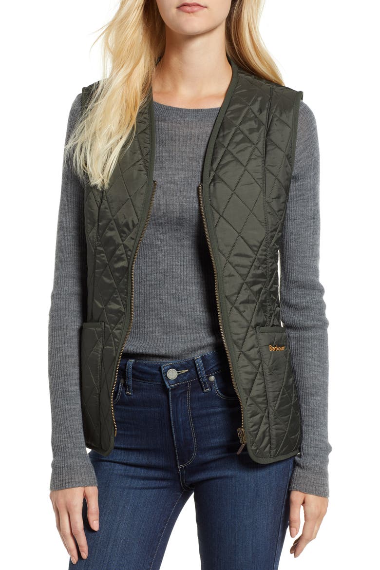 Betty Quilted Fleece Lined Vest, Main, color, DARK OLIVE