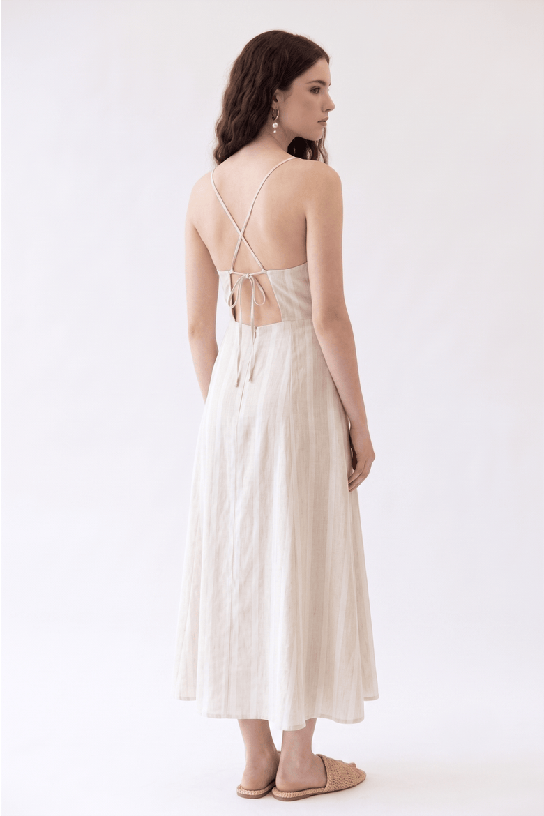 Filomena Dress, Alternate, color, Stripe Beige