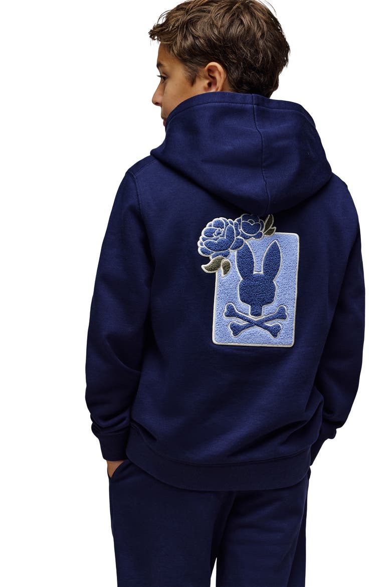 Kids' Auguste Floral Patch Hoodie, Alternate, color, EVENING BLUE
