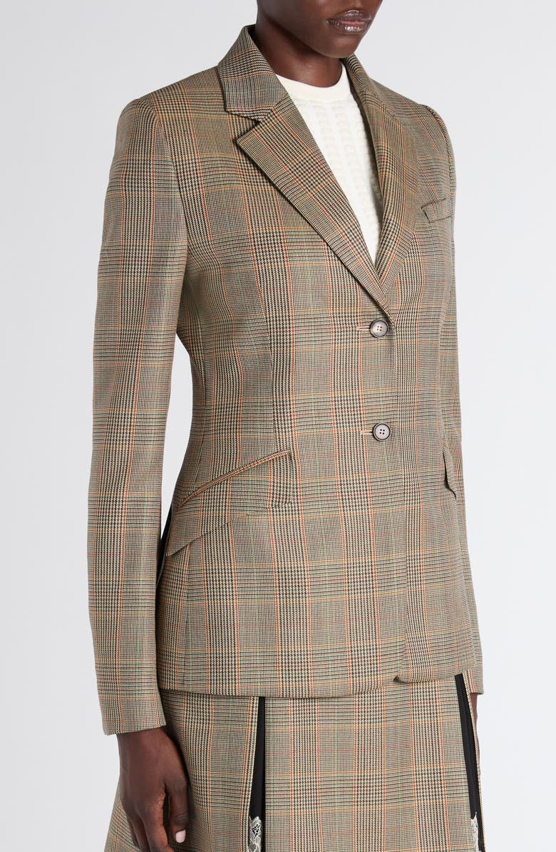 McQueen Country Glen Plaid Single Breasted Wool Blazer, Alternate, color, Off White Multi