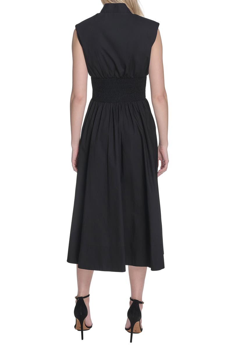 Vince Camuto Smock Waist Cotton Midi Dress, Alternate, color, Black