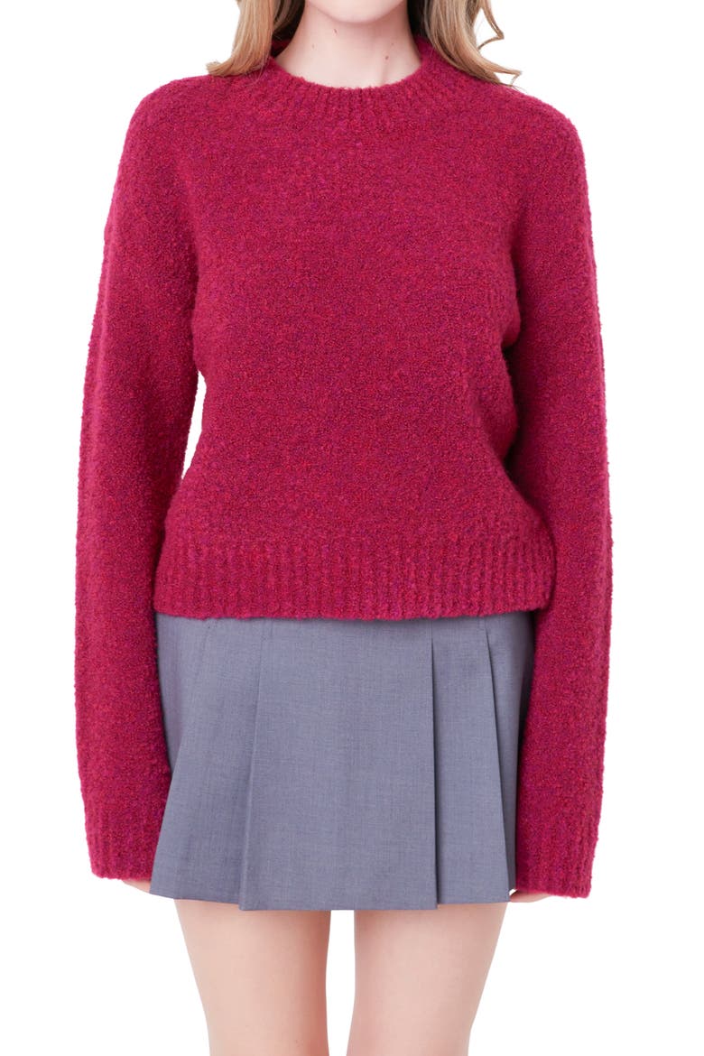 Cozy Crewneck Sweater, Alternate, color, BORDEAUX