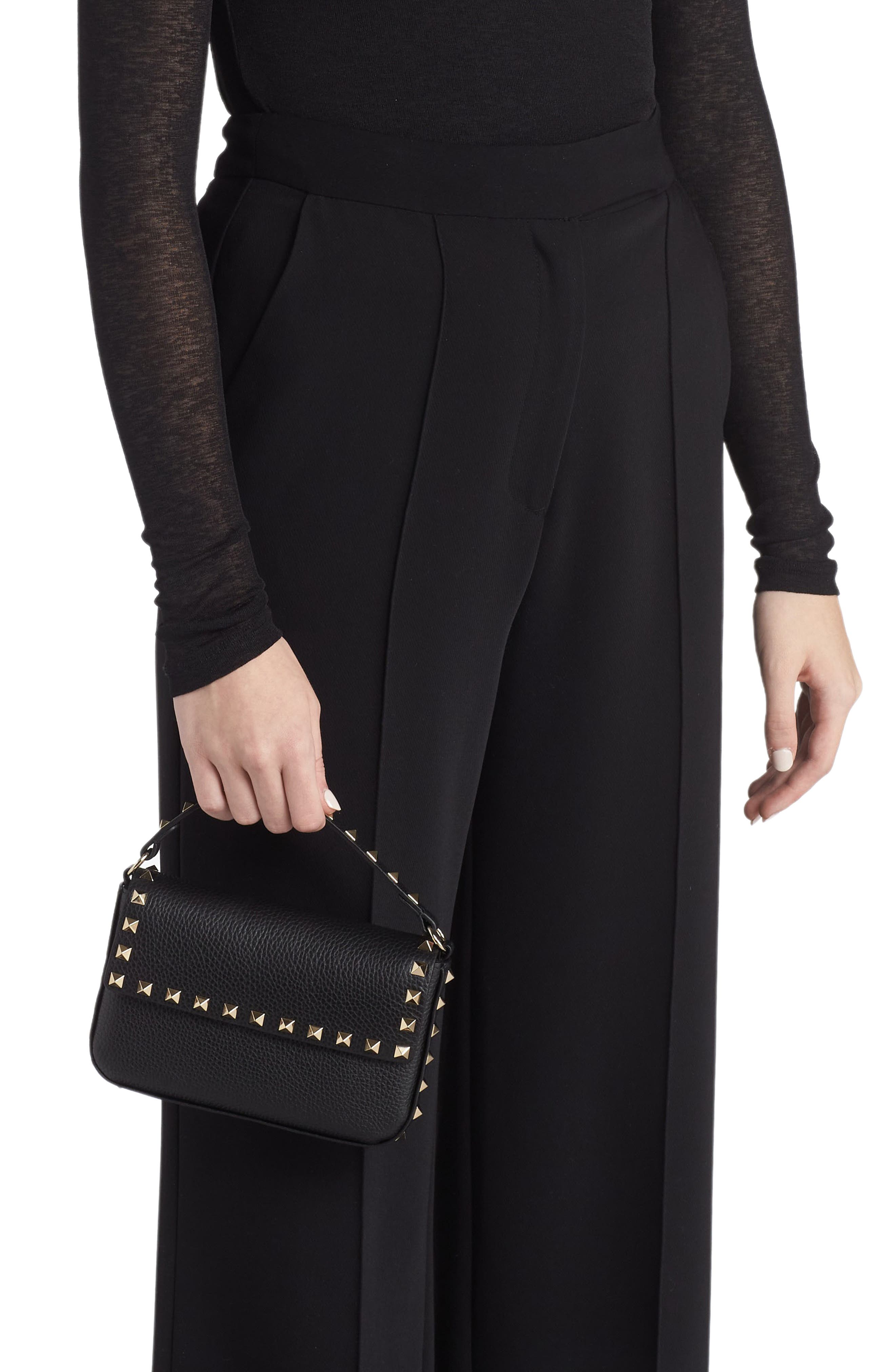 Valentino Garavani Rockstud Leather Crossbody Pouch, Alternate, color, 