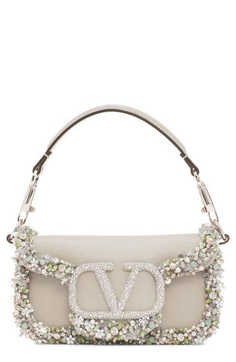 Small Jeweled Locò Leather Shoulder Bag