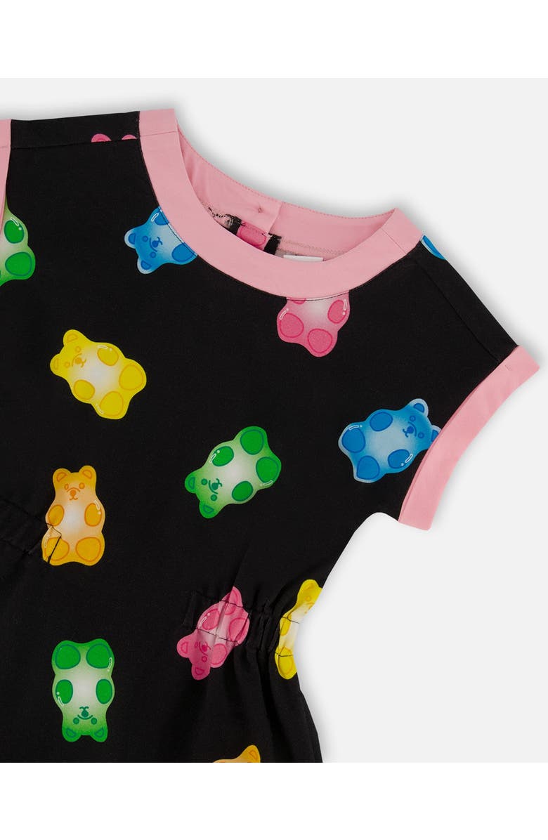 Deux par Deux Girl's Printed French Terry Dress Black And Multicolored Gummies, Alternate, color, 