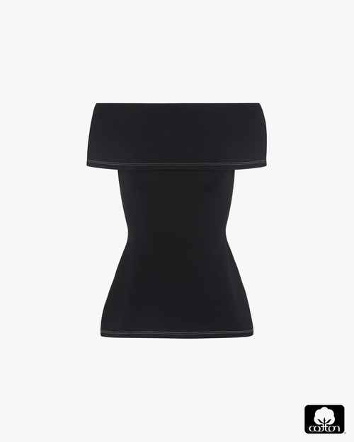 Weworewhat Off Shoulder Fold Over Top In Black