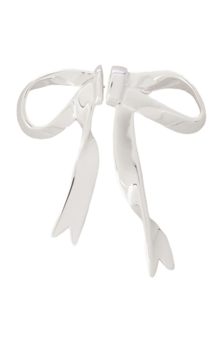 maje Silver bow earring, Main, color, 