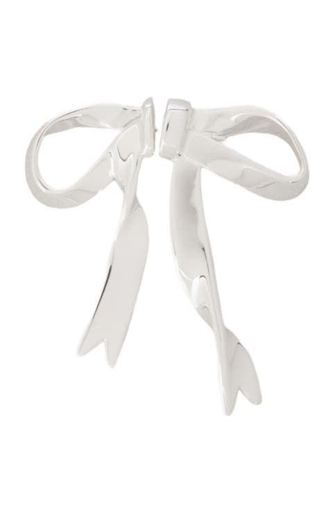 Silver bow earring