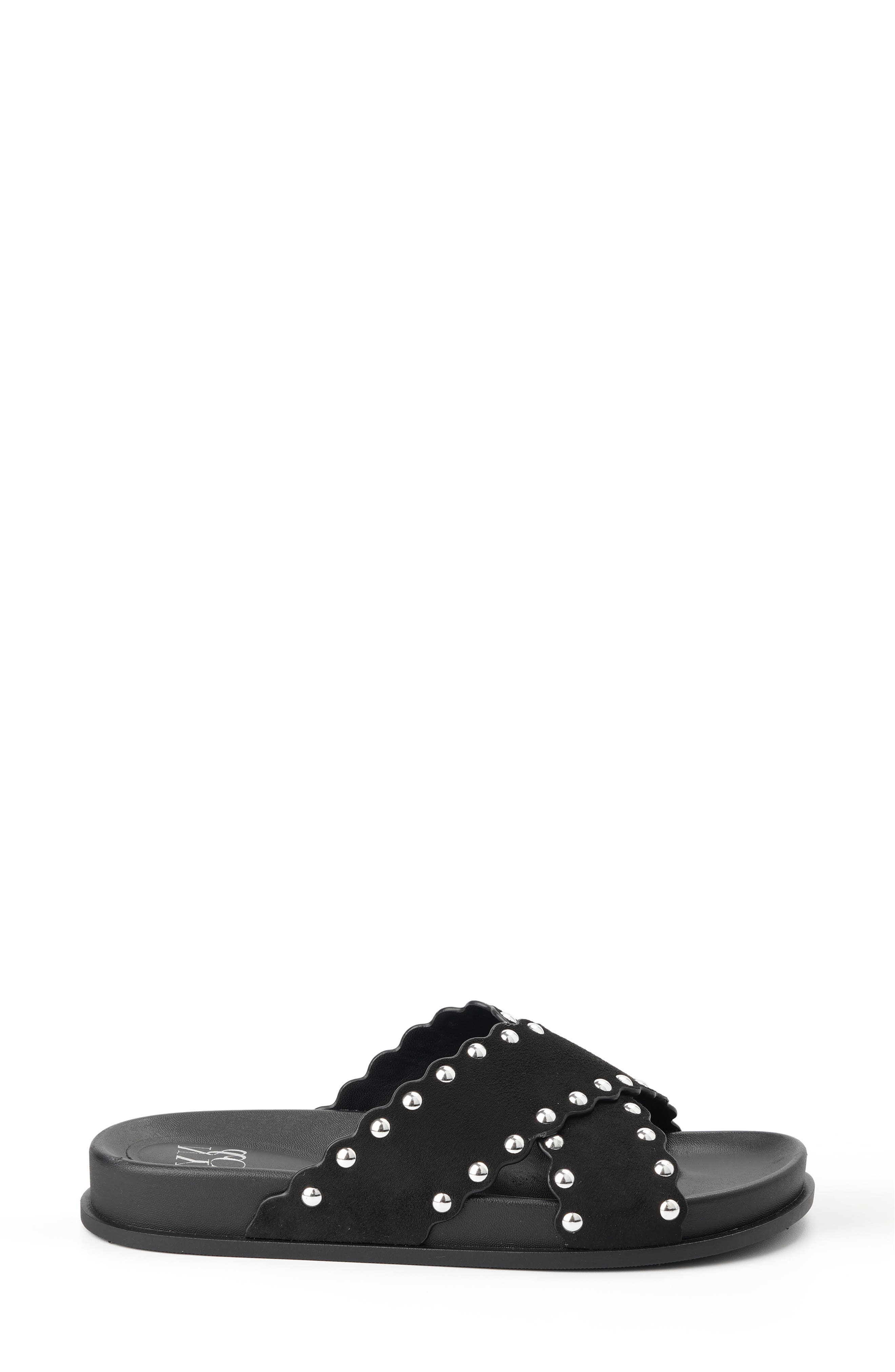 NEW YORK AND COMPANY Barnett Stud Crisscross Slide Sandal, Alternate, color, Black