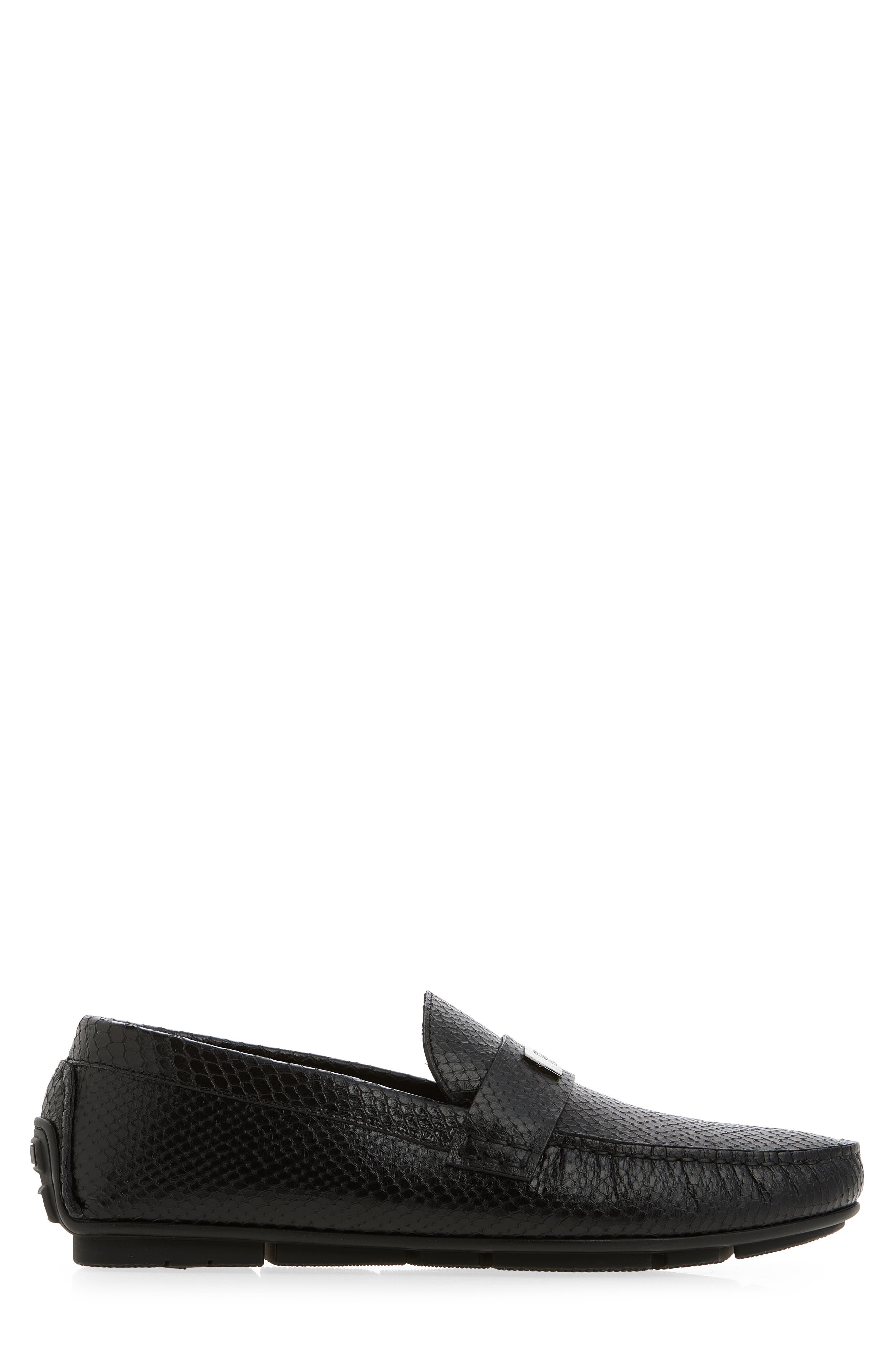 Roberto Cavalli Leather Embossed Driving Loafer, Alternate, color, 