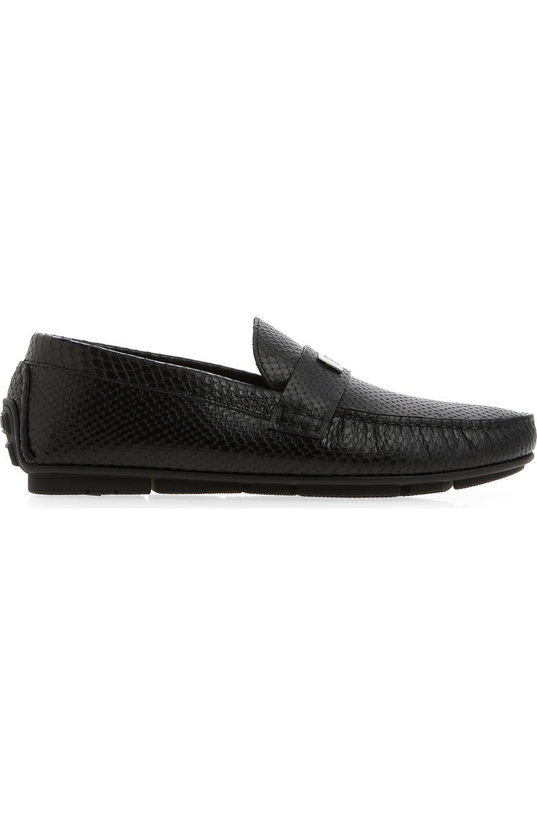 Roberto Cavalli Leather Embossed Driving Loafer, Alternate, color,