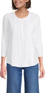 Lands' End Plus Size 3/4 Sleeve Lightweight Jersey Embellished Top