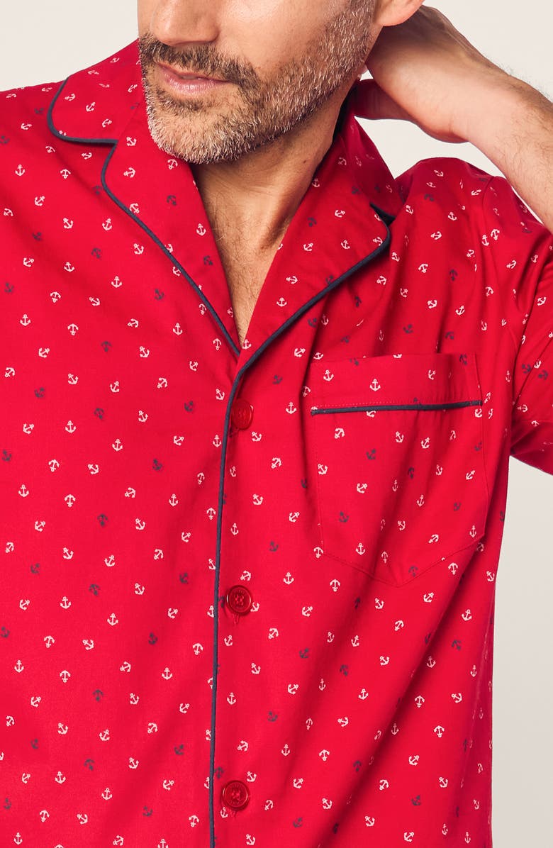 Petite Plume Anchors Away Cotton Pajamas, Alternate, color, Red