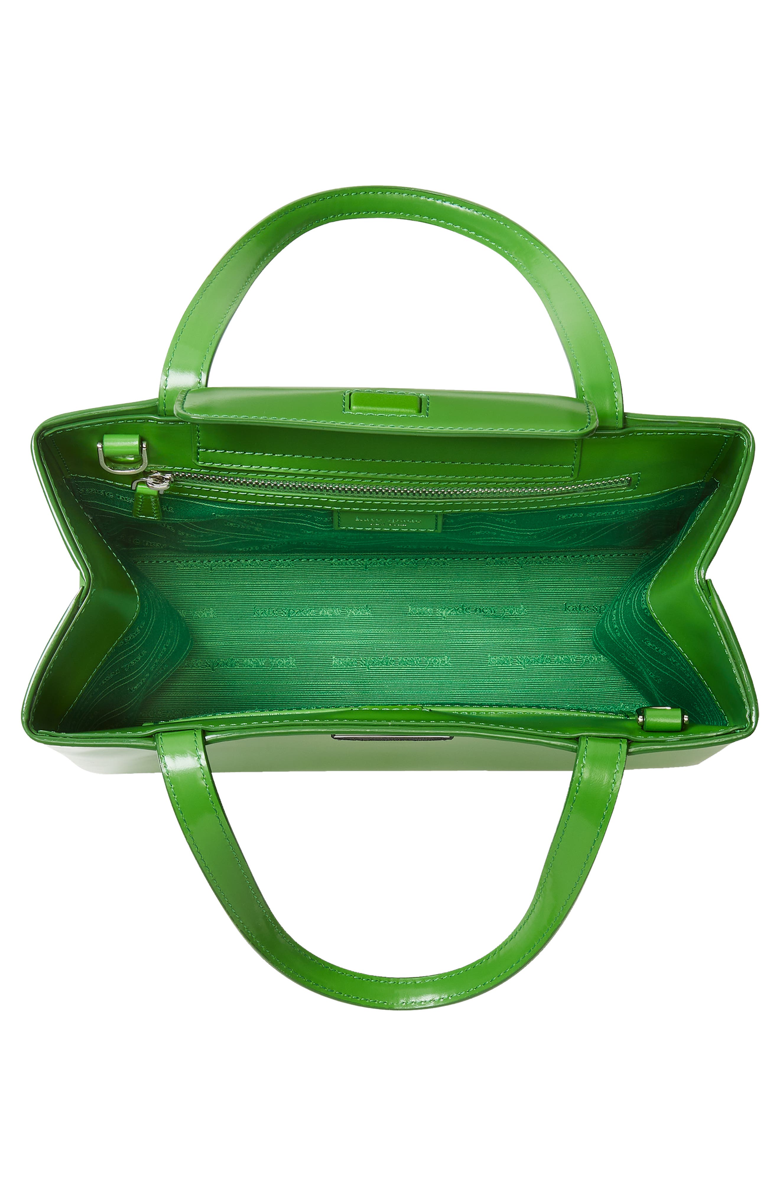 sam icon spazzolato small leather tote, Alternate, color, KS GREEN