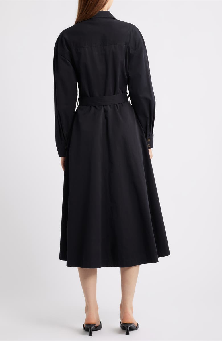 FREEMARKET Belted Long Sleeve Shirtdress, Alternate, color, Black