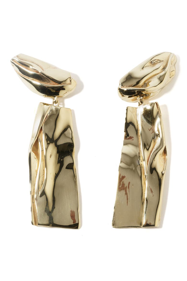 Crease Drop Earrings, Main, color, GOLD