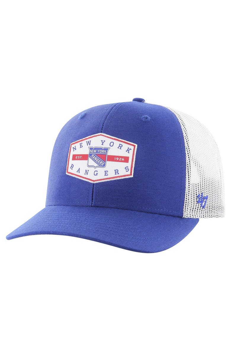 '47 Men's '47 Blue New York Rangers Convoy Trucker Adjustable Hat, Main, color,