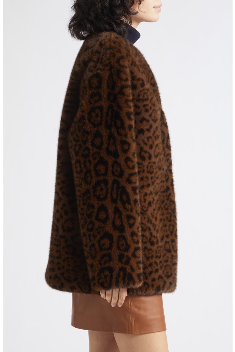 Faux Fur Coat, Alternate, color, COCOA SPOTTED PRINT
