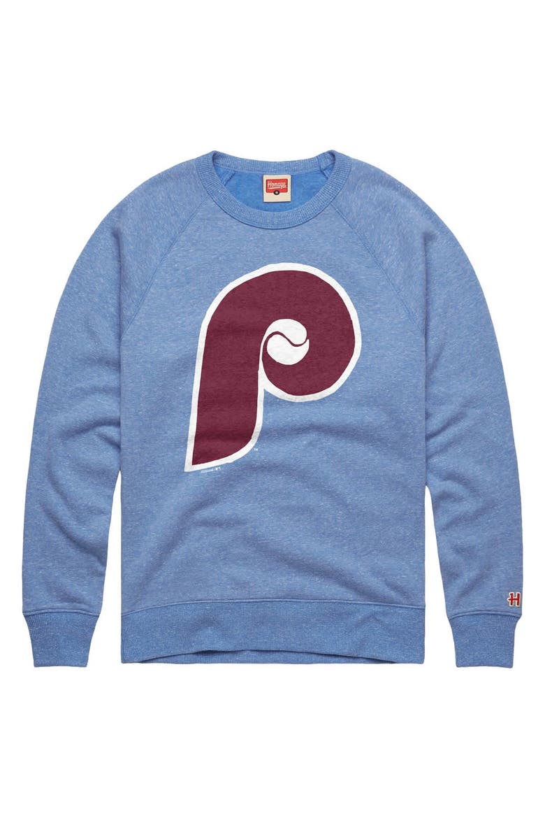 Men's Homage  Light Blue Philadelphia Phillies Cooperstown Collection Raglan Tri-Blend Sweatshirt, Main, color, Light Blue