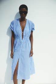 H&M Smocked-waist Button-front Dress