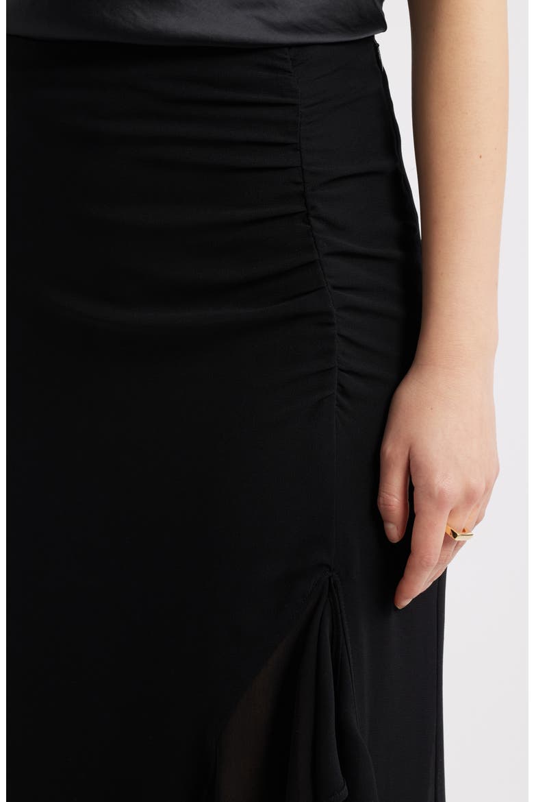 Ruffle Chiffon Midi Skirt, Alternate, color, BLACK