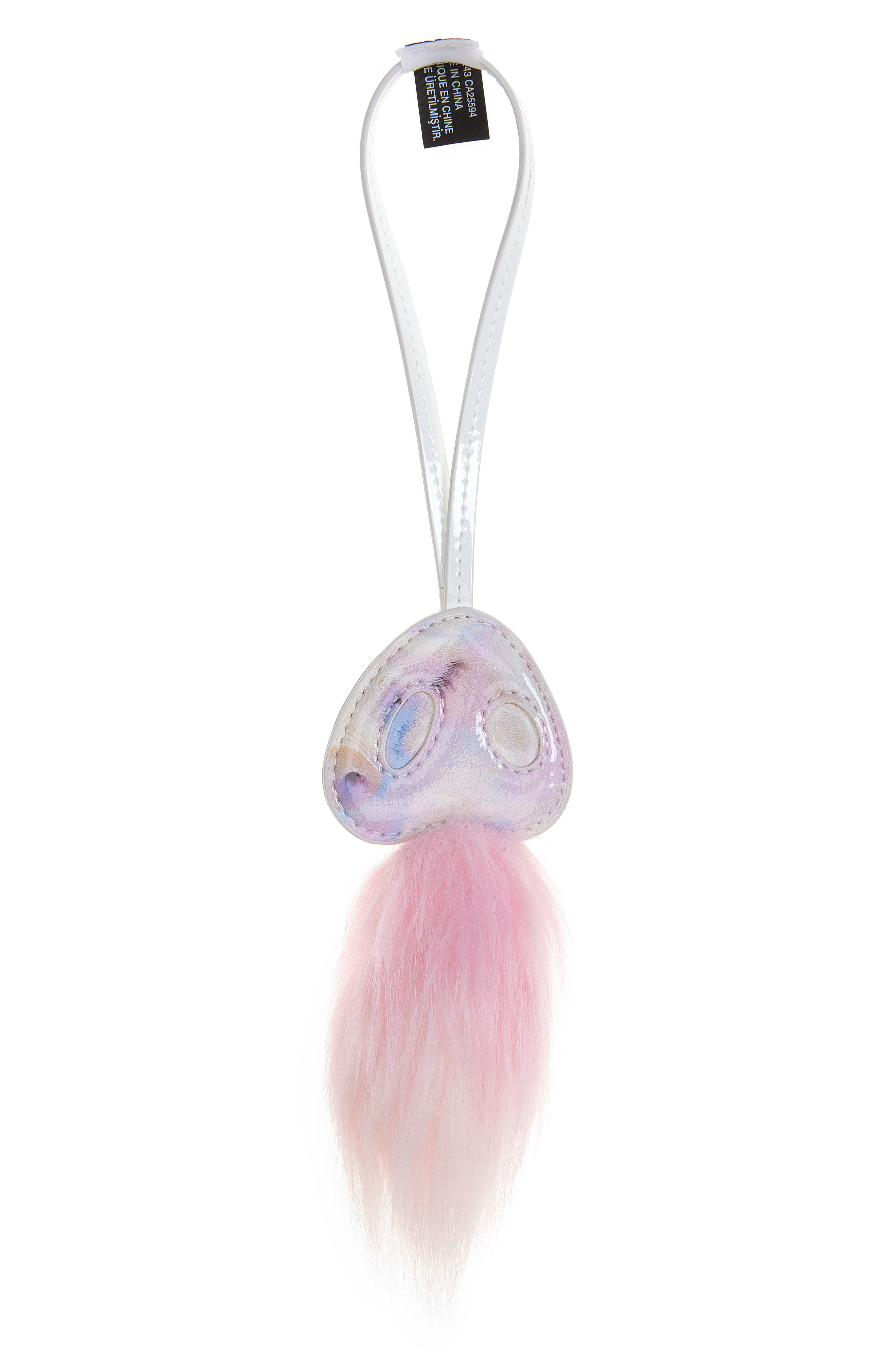 Jellyfish Faux Leather & Faux Fur Bag Charm, Main, color, PINK