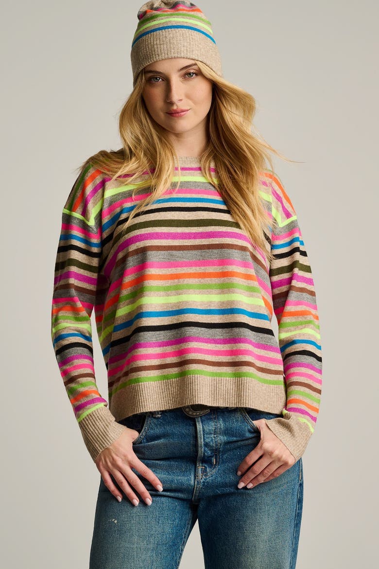 Hype The Stripe Sweater, Main, color, Oat Multi Stripe