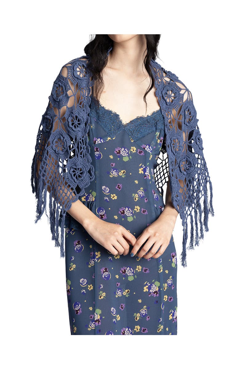 Anna Sui Night Blooming Chiffon Slip Dress, Alternate, color, Indigo Multi