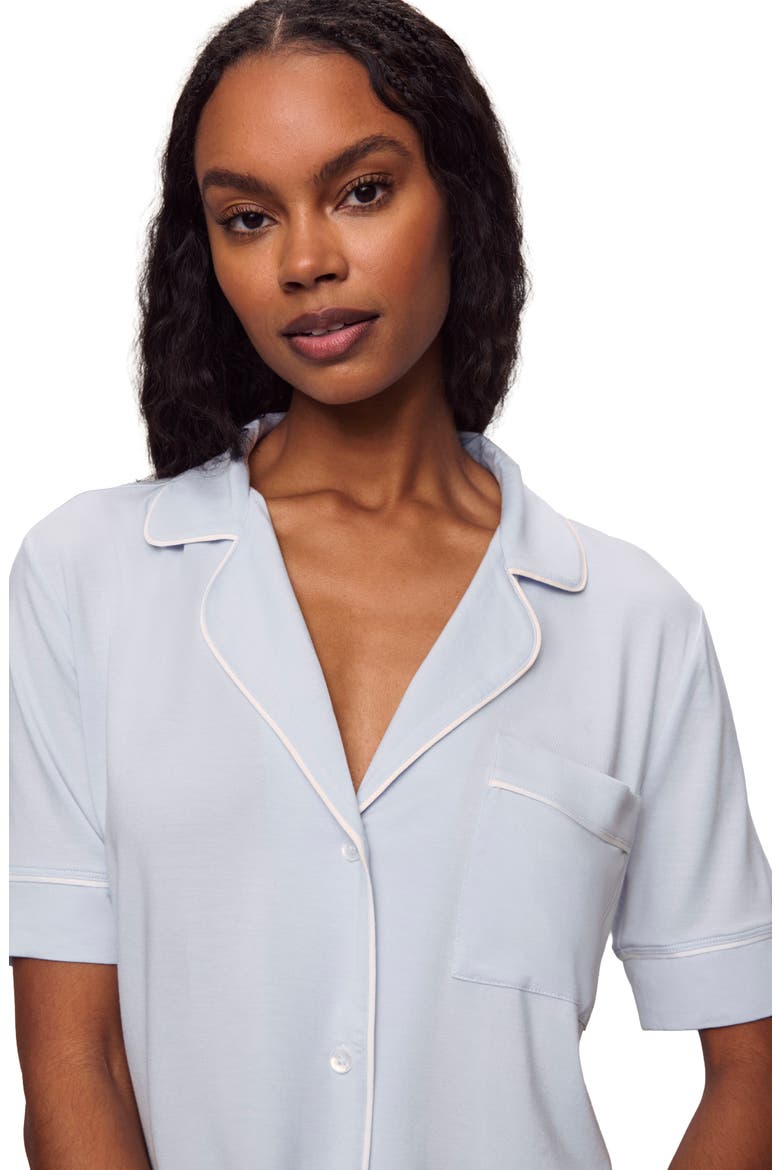 Gisele Short Sleeve Pant Pajamas, Alternate, color, ICE BLUE/ IVORY
