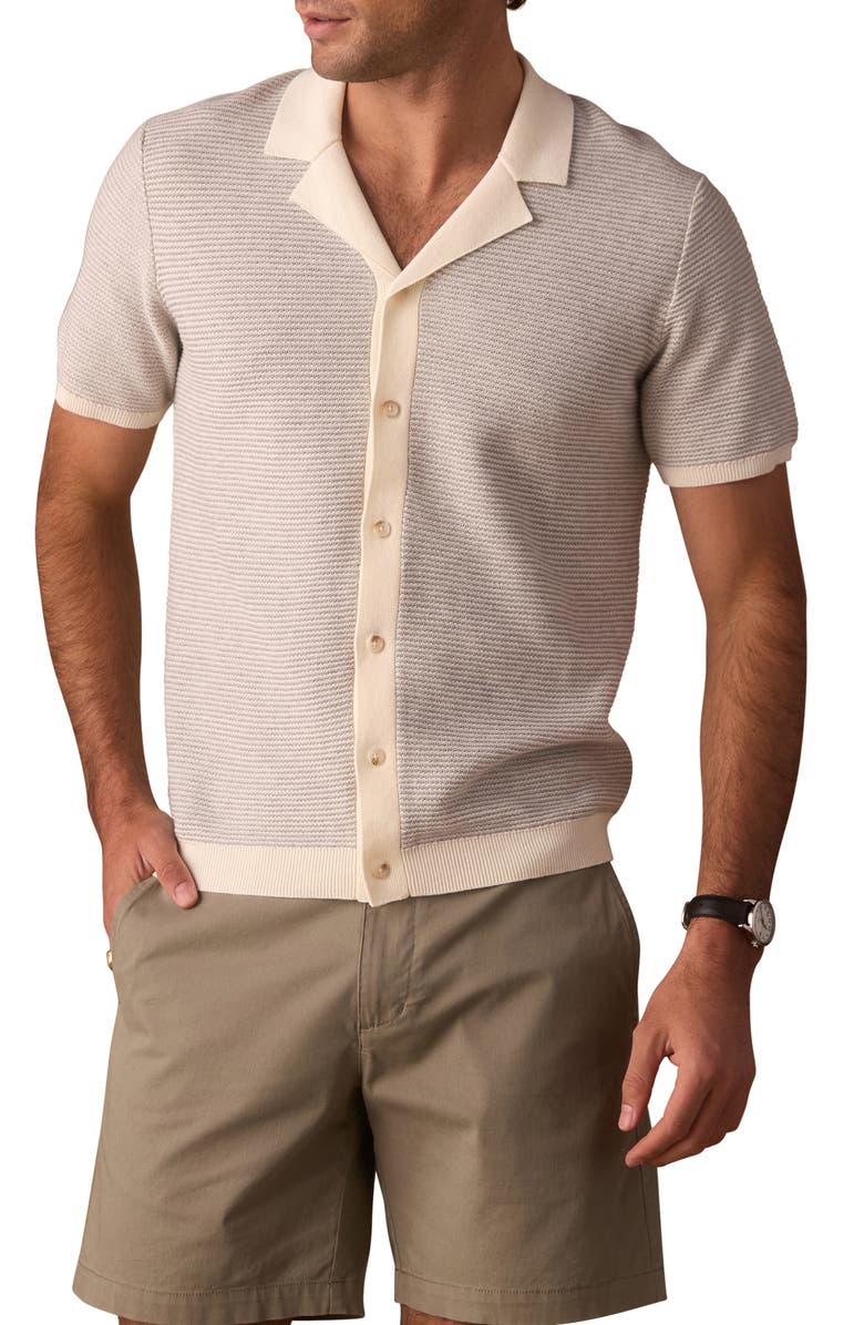 The Normal Brand Robles Bird's Eye Knit Camp Shirt, Main, color,