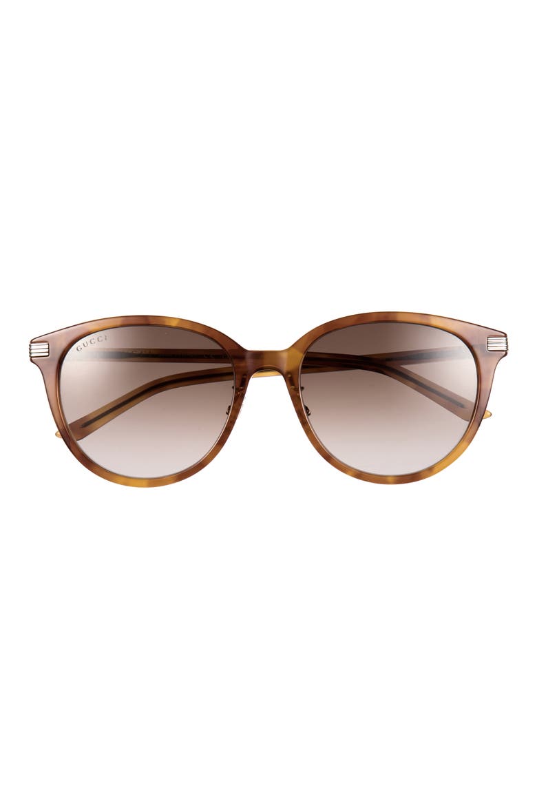 55mm Gradient Polarized Round Sunglasses, Main, color, HAVANA HAVANA BROWN