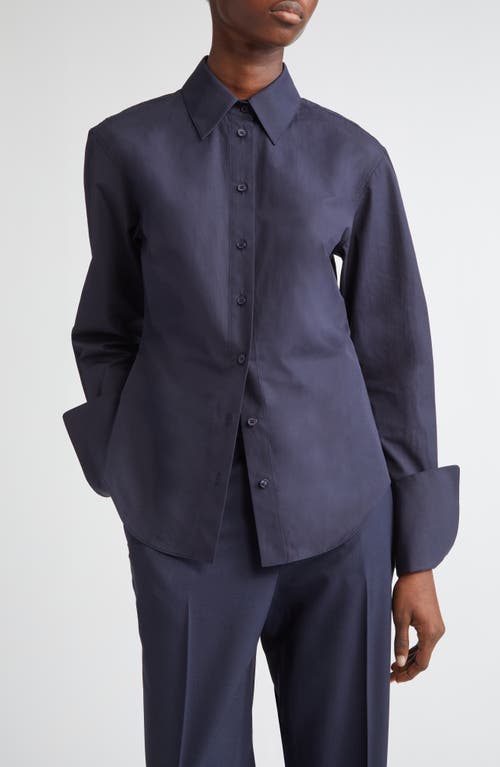 Lafayette 148 New York Fitted Organic Cotton Poplin Button-up Shirt In Neutral